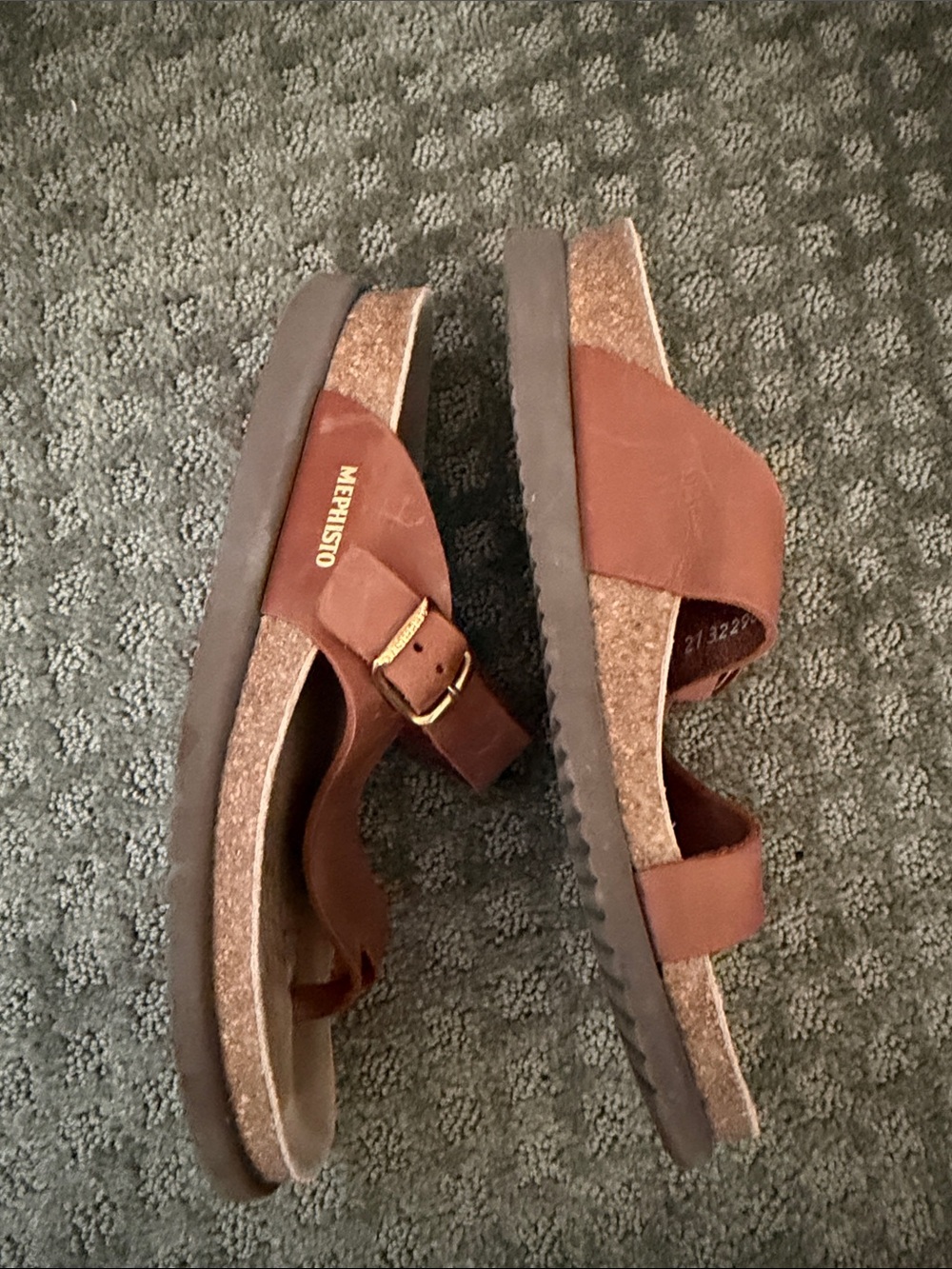 Mephisto Women's Tan Leather Cork Slide Sandals with Buckle 39 8 - Picture 4 of 5